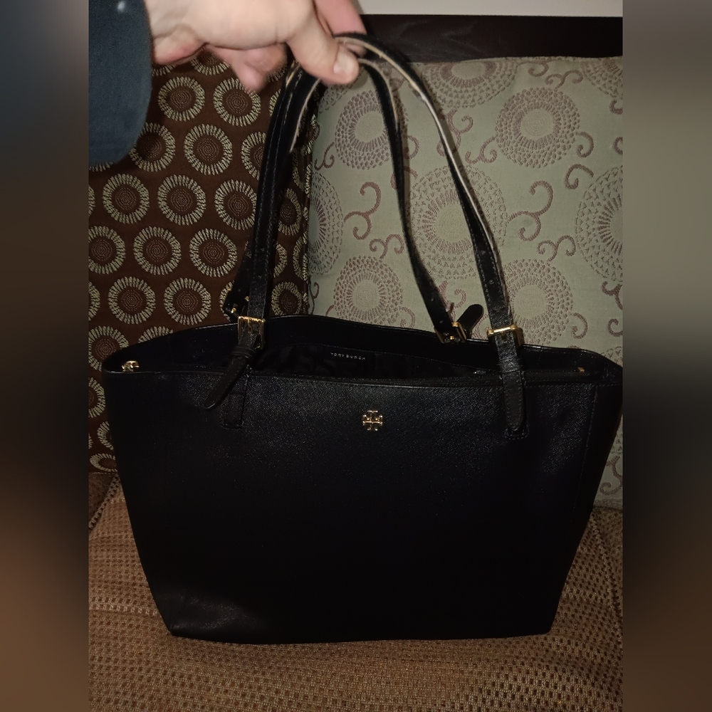 Tory Burch Black Leather Tote Bag